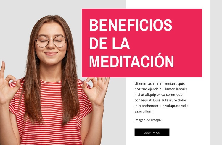 Beneficios de la meditación Maqueta de sitio web