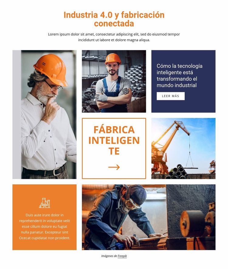 Industria y fabricación conectada Maqueta de sitio web