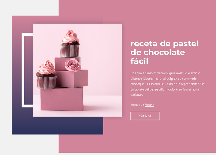 Recetas fáciles de pastel de chocolate Plantilla de sitio web