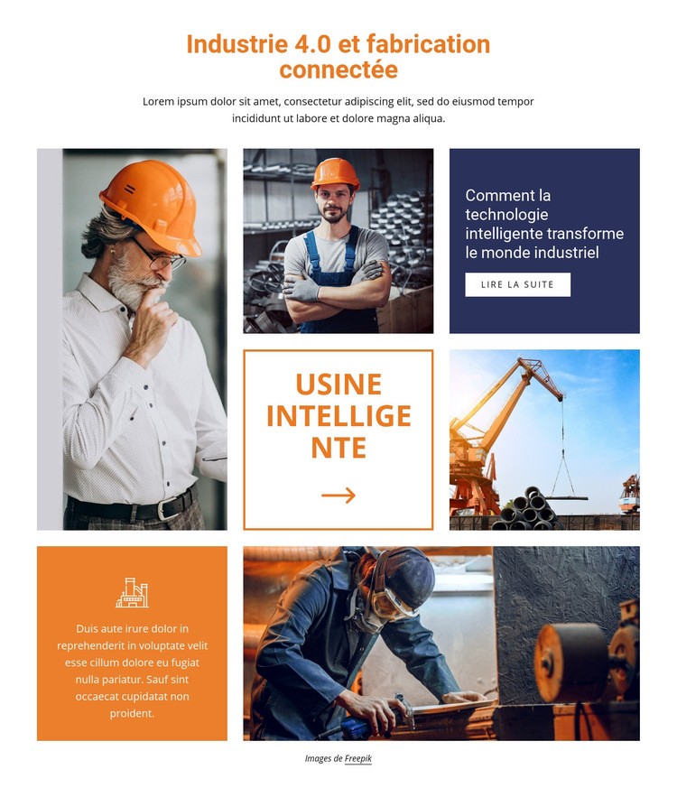 Industrie et fabrication connectée Modèles de constructeur de sites Web