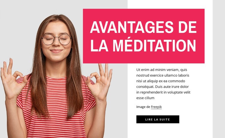 Avantages de la méditation Maquette de site Web