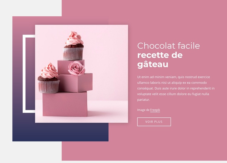 Recettes de gâteau au chocolat faciles Maquette de site Web