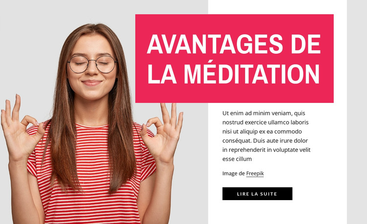 Avantages de la méditation Modèle HTML