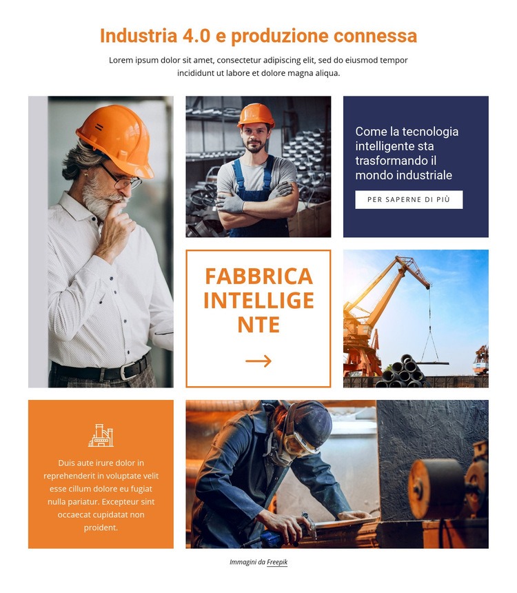 Industria e produzione connessa Costruttore di siti web HTML