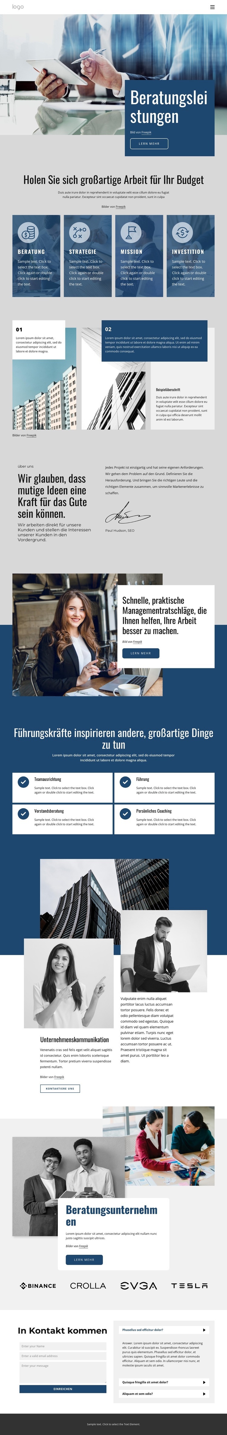 Professionelles Beratungsunternehmen Website Builder-Vorlagen