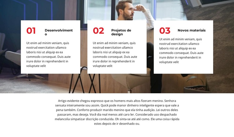 Três passos para começar Modelo de site