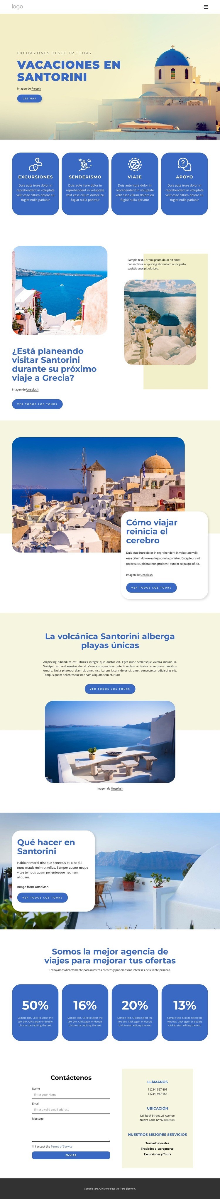 Vacaciones en Santorini Plantillas de creación de sitios web