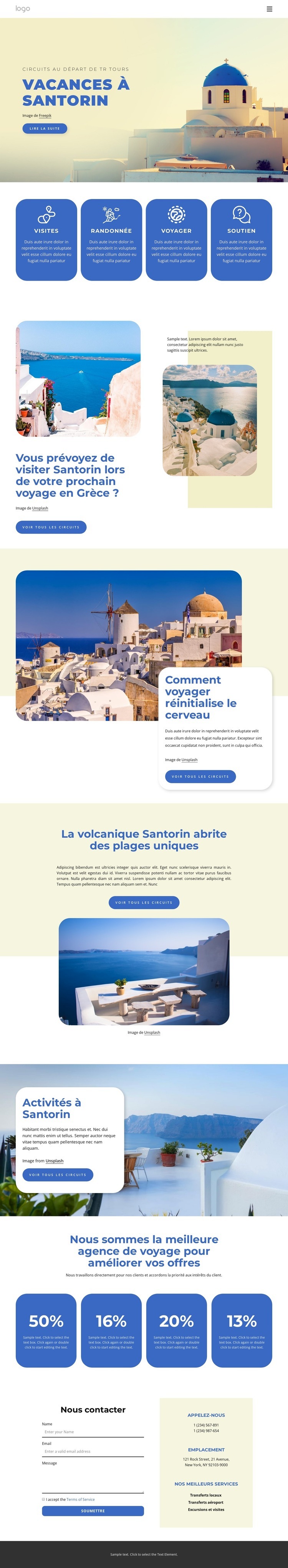 Vacances à Santorin Maquette de site Web
