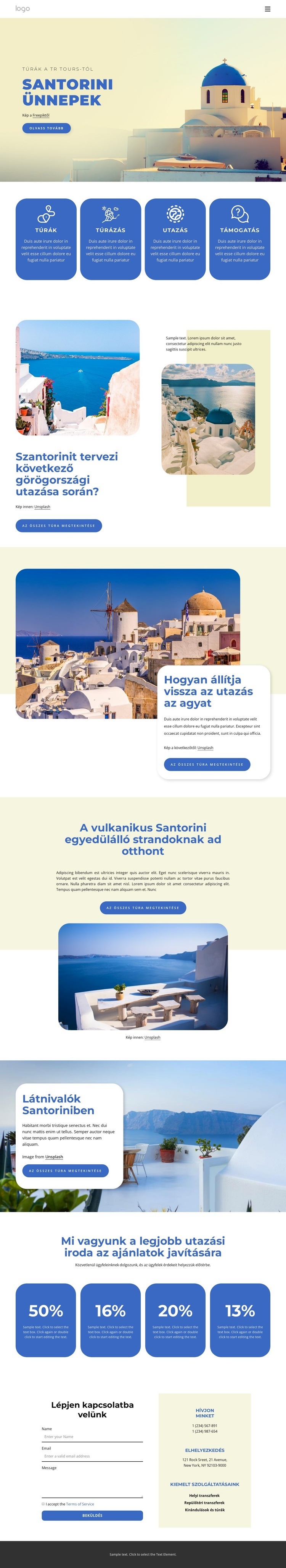 Nyaralás Santoriniben HTML Sablon