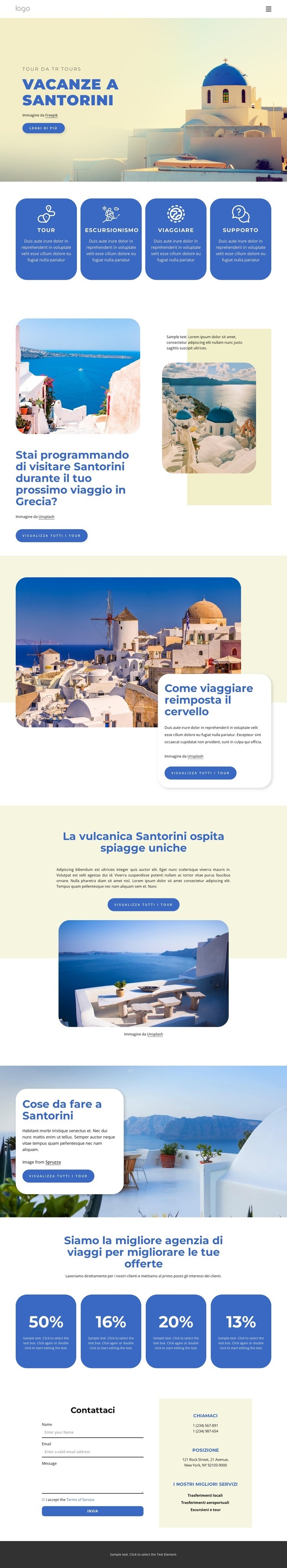 Vacanze a Santorini Mockup del sito web