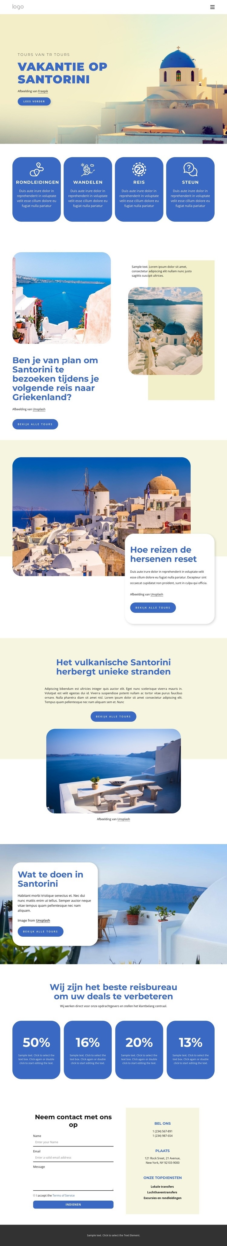 Feestdagen op Santorini Website ontwerp