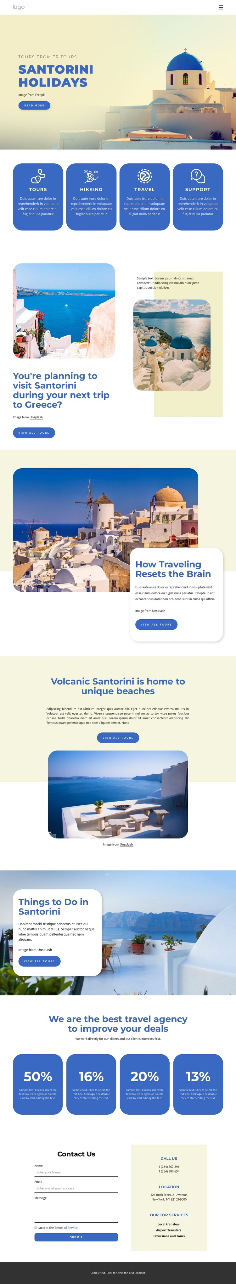 Holidays in Santorini One Page Template