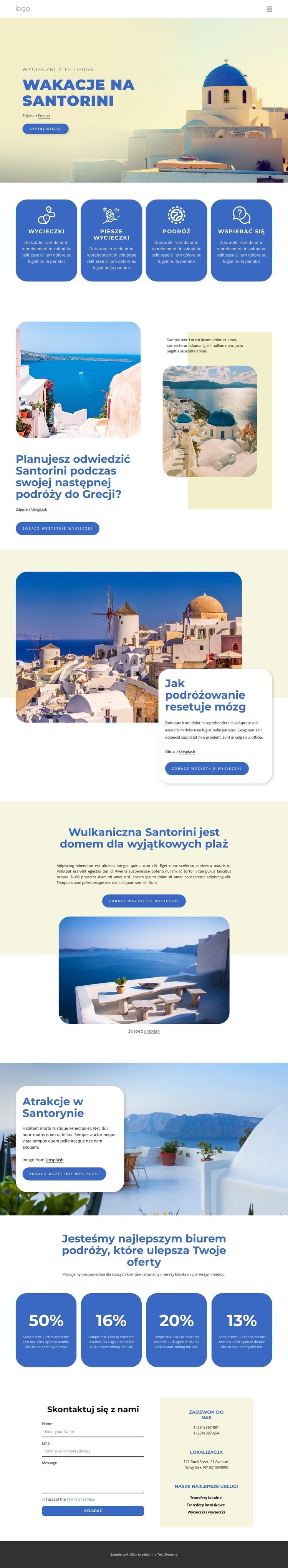 Święta na Santorini Projekt strony internetowej