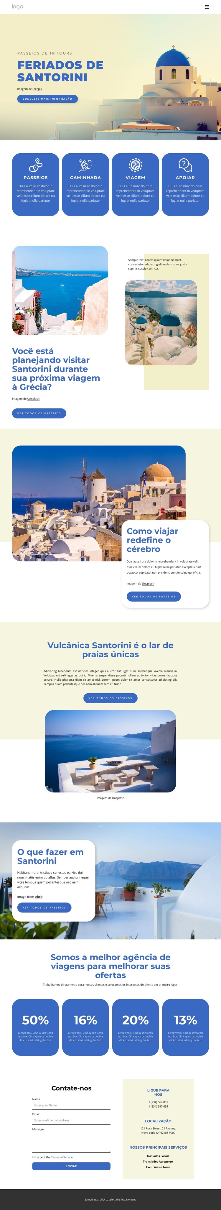 Feriados em Santorini Modelo de site