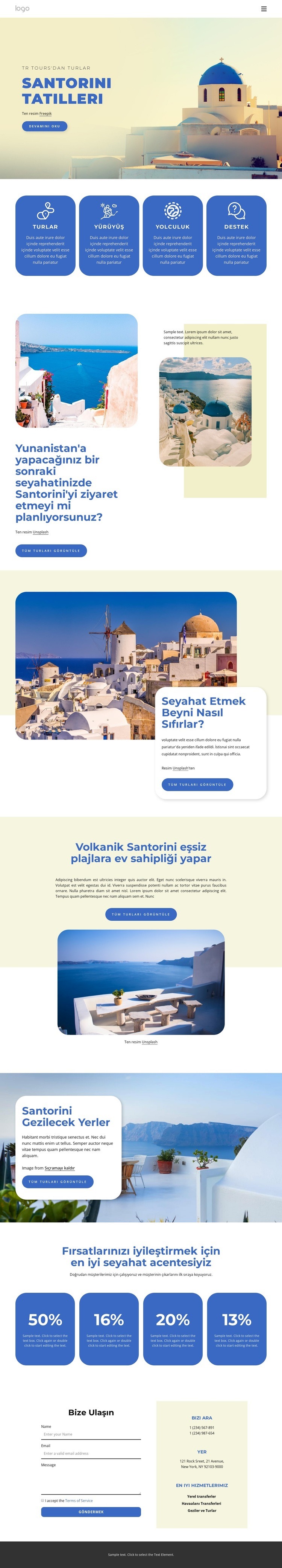 Santorini'deki Tatiller Web sitesi tasarımı
