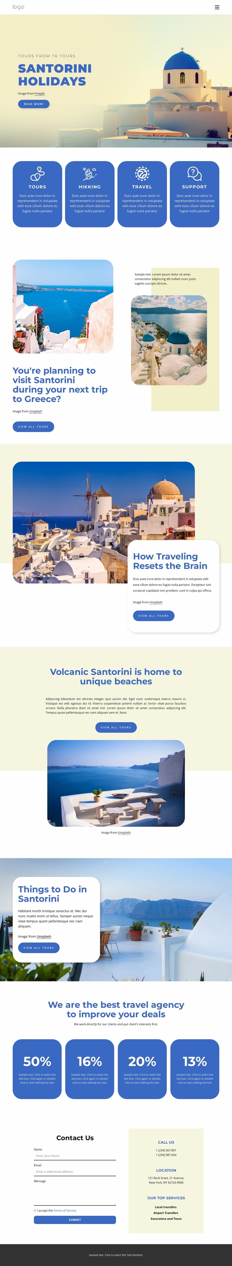 Holidays in Santorini Website Mockup