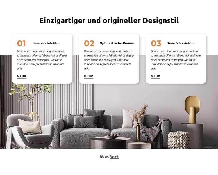 Einzigartiger und origineller Designstil Eine Seitenvorlage