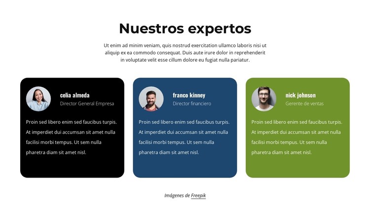 Testimonios de expertos Plantilla HTML