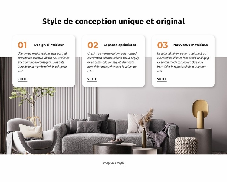 Style de conception unique et original Modèle d'une page