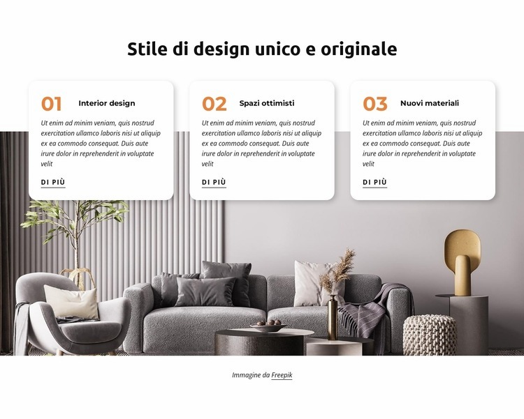 Stile di design unico e originale Mockup del sito web