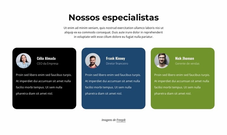 Depoimentos de especialistas Construtor de sites HTML