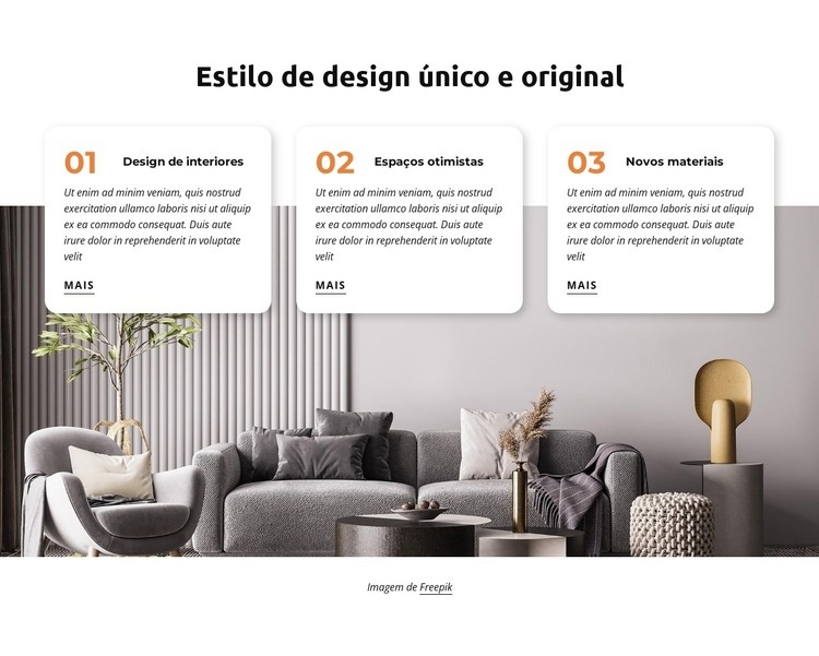 Estilo de design único e original Design do site