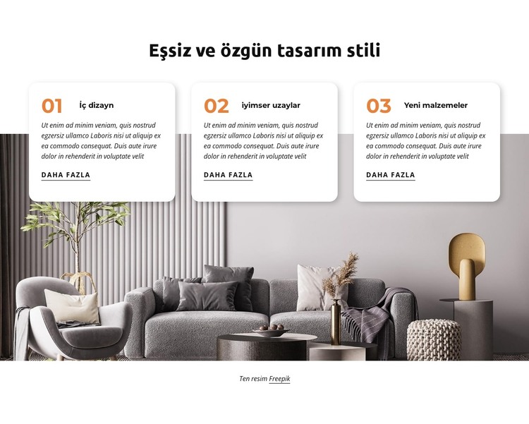 Eşsiz ve özgün tasarım stili HTML Şablonu