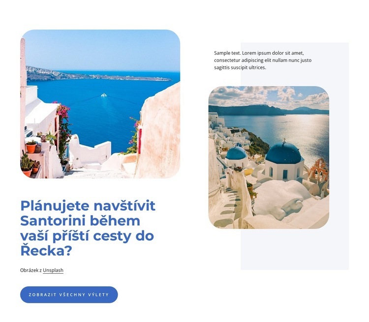 Plánovač výletů na Santorini Šablona webové stránky