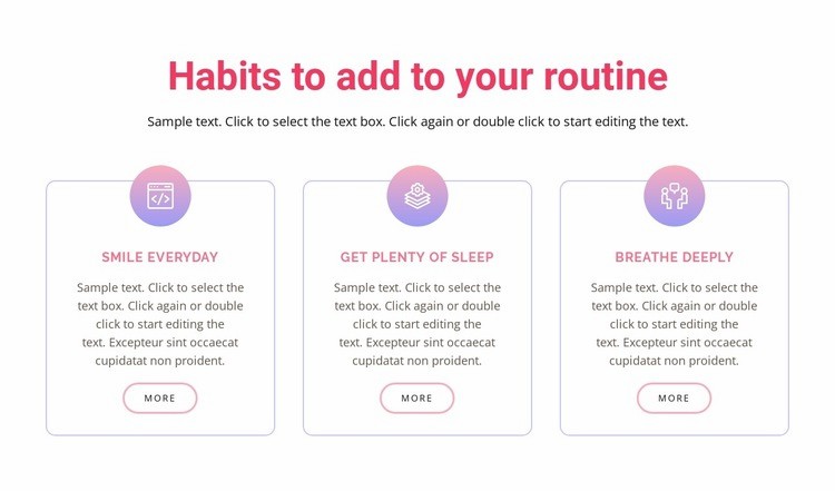 Habits to add to your  routine Homepage Design