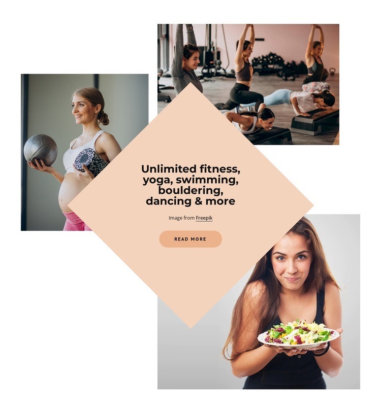 Unlimited, fitness, yoga, swimming Homepage Design