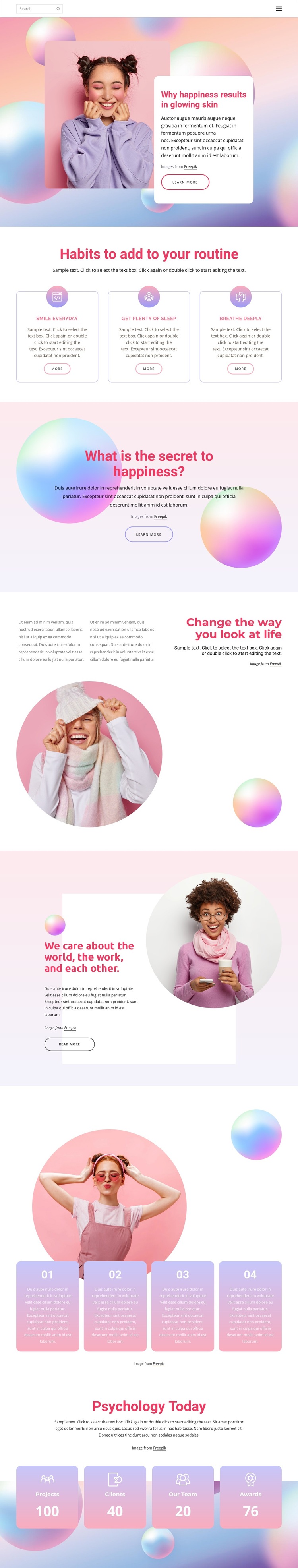 How happiness affects health HTML5 Template
