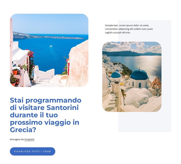 Pianificatore di viaggio a Santorini Modello HTML