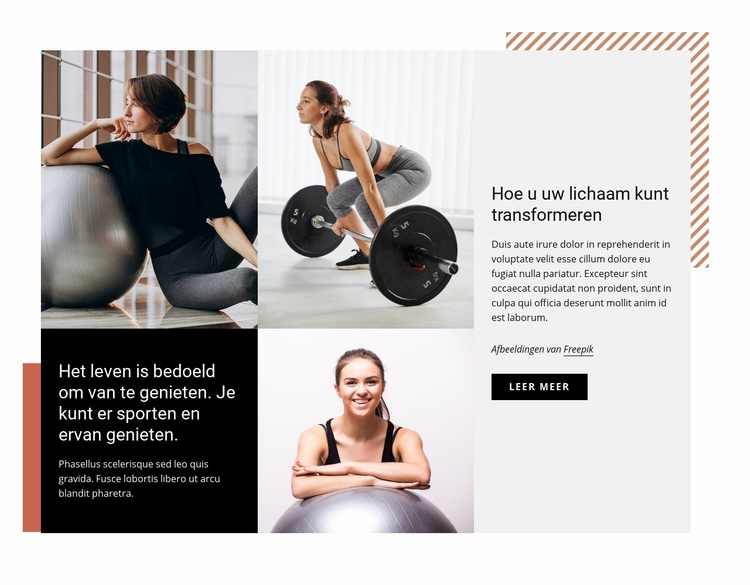 Ga regelmatig naar de sportschool Website mockup