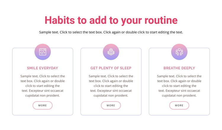 Habits to add to your  routine One Page Template