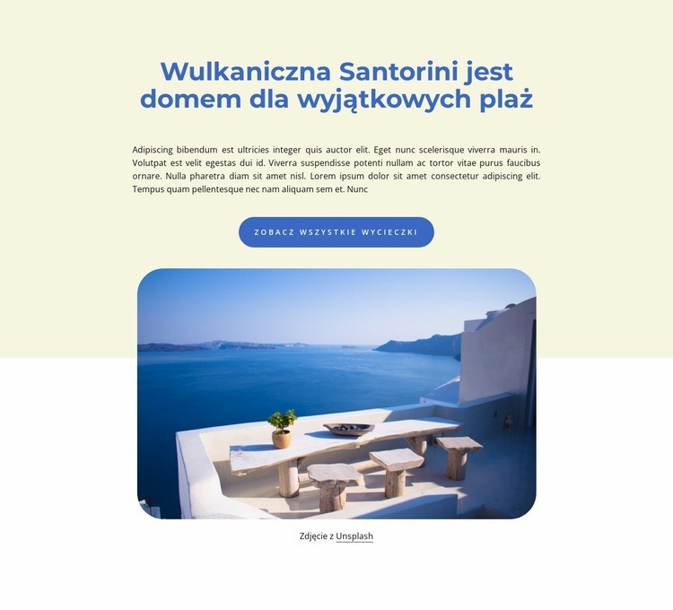 Wulkan Santorini Makieta strony internetowej