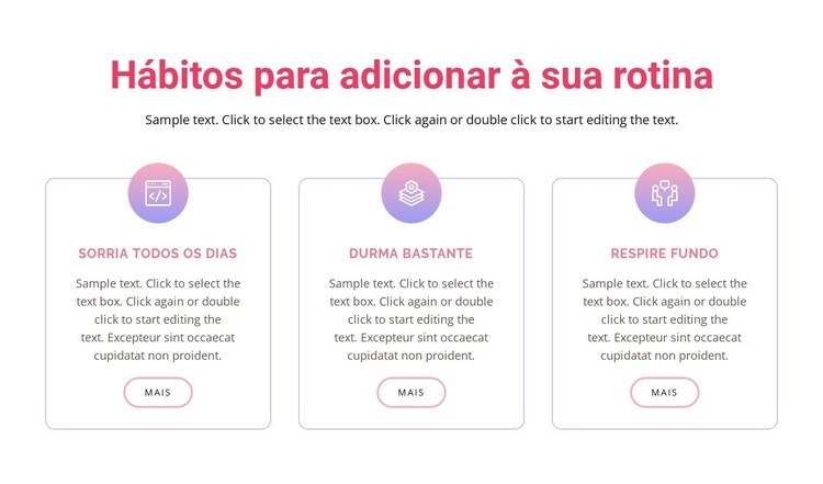 Hábitos para adicionar à sua rotina Maquete do site