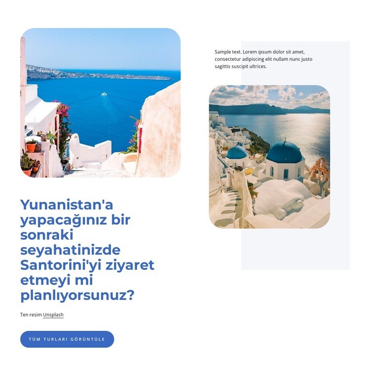 Santorini gezi planlayıcısı Açılış sayfası