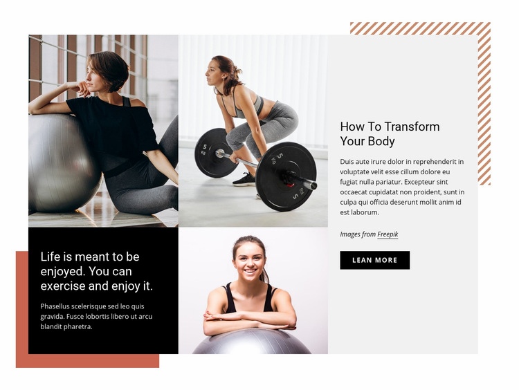 Start to attend the gym regularly Web Page Design