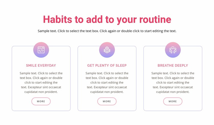 Habits to add to your  routine Website Mockup