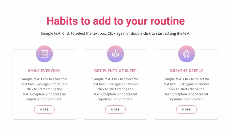 Habits to add to your  routine Website Template
