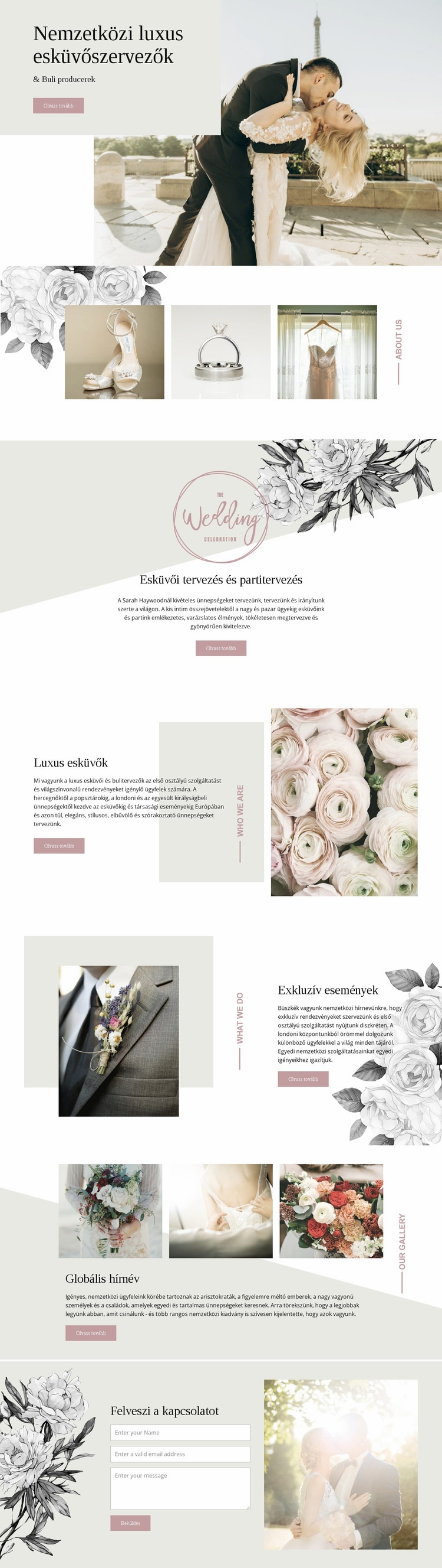 Luxus esküvő tervezői HTML Sablon