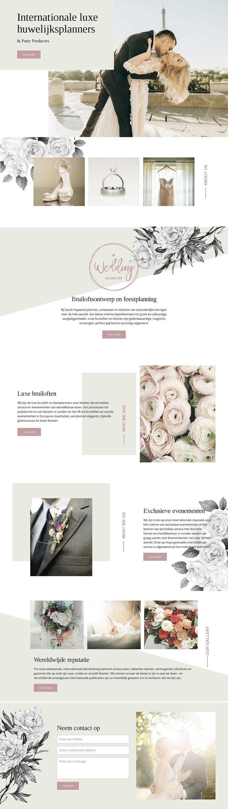 Planners van luxe bruiloft Website ontwerp