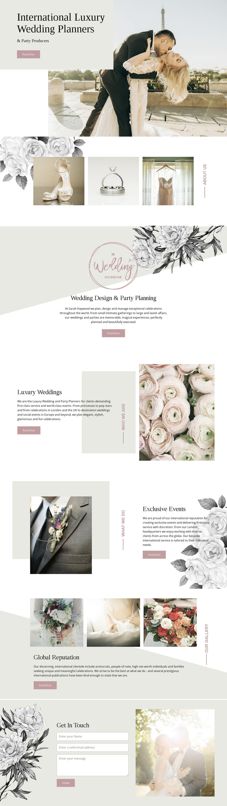 Planners of luxury wedding One Page Template