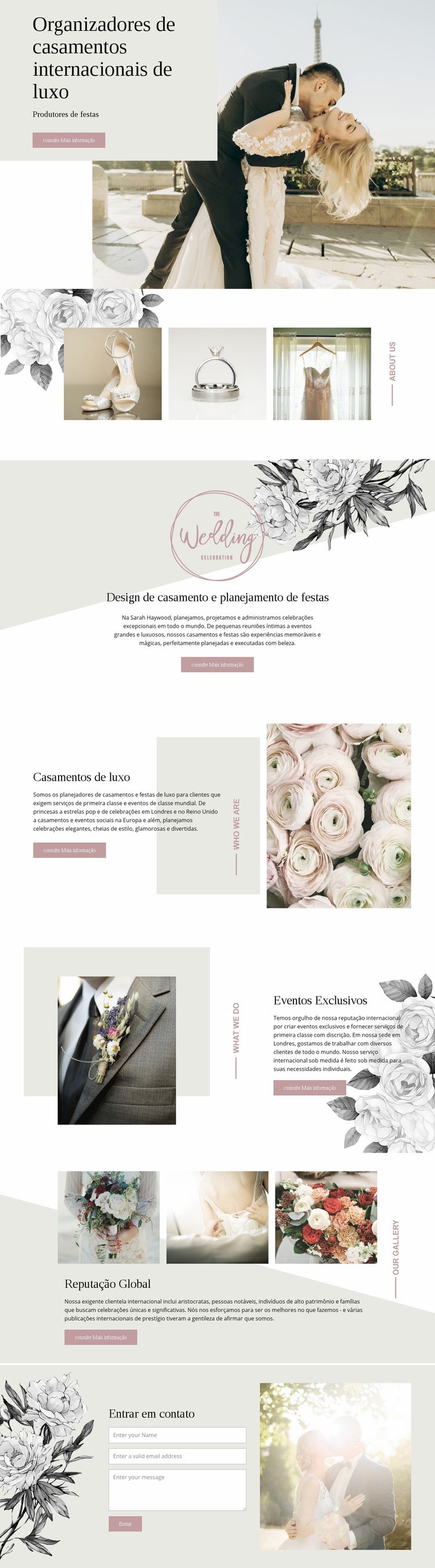 Planejadores de casamento de luxo Construtor de sites HTML