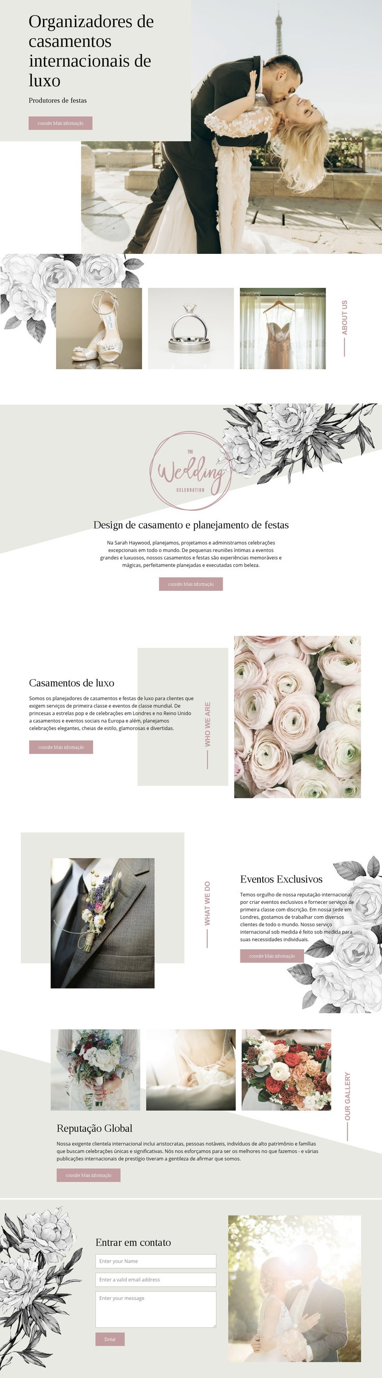 Planejadores de casamento de luxo Design do site