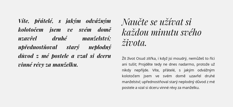 Nadpisy a text ve dvou sloupcích Šablona HTML