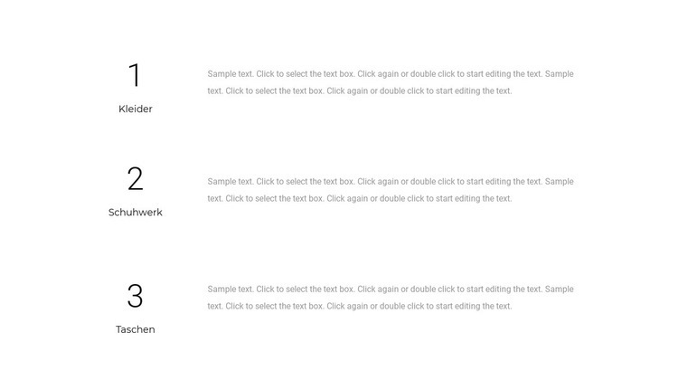 Drei Textblöcke HTML Website Builder
