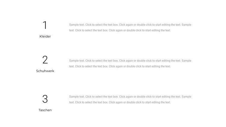 Drei Textblöcke Website Builder-Vorlagen