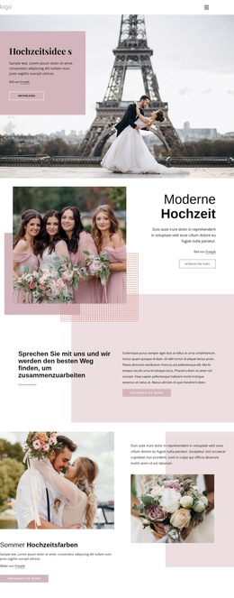Einzigartige Hochzeitszeremonie – Fertiges Website-Design