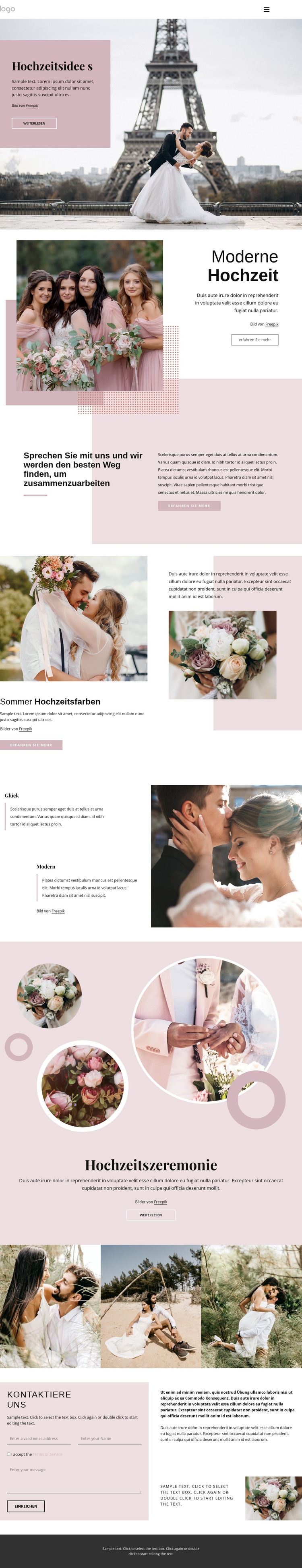 Einzigartige Hochzeitszeremonie Website-Vorlage
